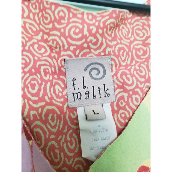 F L Malik Outfit Set Women's L Tank Sz M Maxi Skirt Rayon Ruffle Floral Hippie - Picture 5 of 9